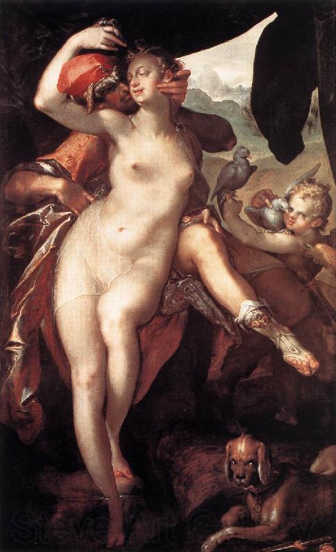 SPRANGER, Bartholomaeus Venus and Adonis f France oil painting art